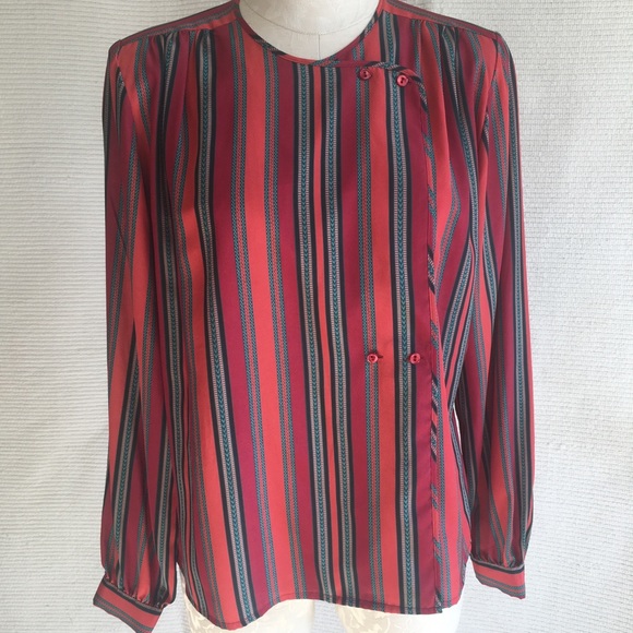 Vintage 70s Two Piece Dress Set Stripe Top & Skirt - Picture 8 of 8